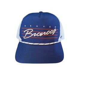 47 Brand Denver Broncos Trucker Hat Blue White Mesh Snapback Rope Cap NFL Retro